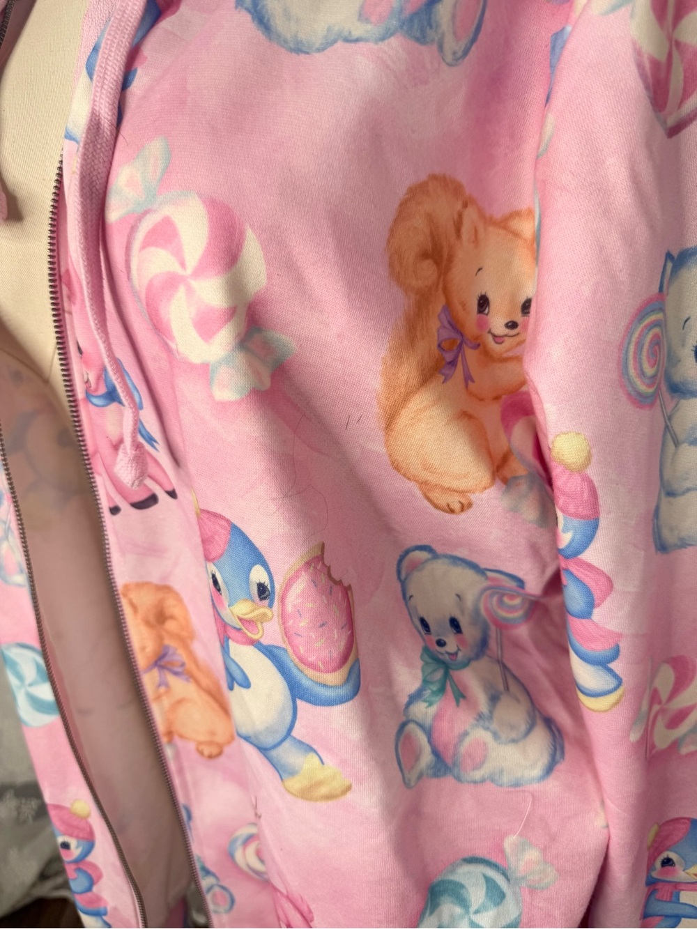 Sugar Thrillz Pink Pastel Animal Print Hooded Zip-Up Jacket BIN#16 - Picture 2 of 4